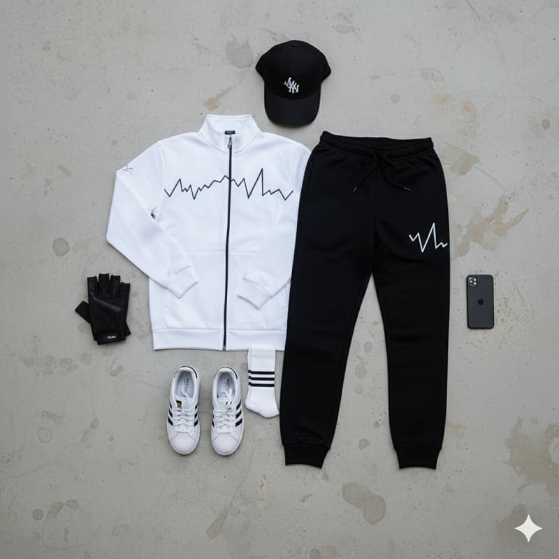 ست سوییشرت شلوار مردانه سفید مدل EKO